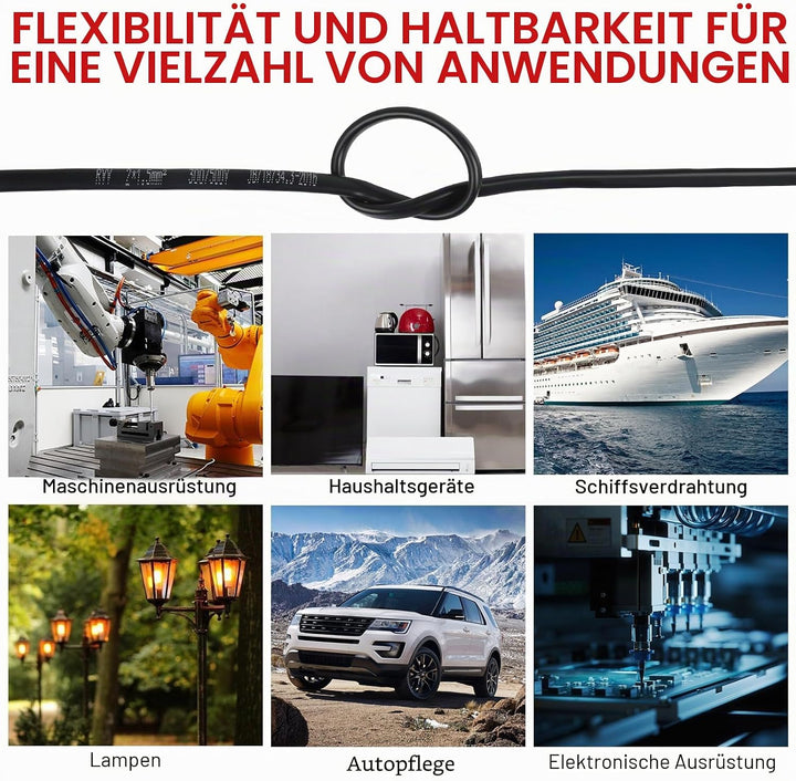 AOHEWEI 2×1,5 mm² Flaches Zweileiterkabel 2-adriges Kupfer-Elektrokabel 5V 12V 24V 60V, Dünnwandiges