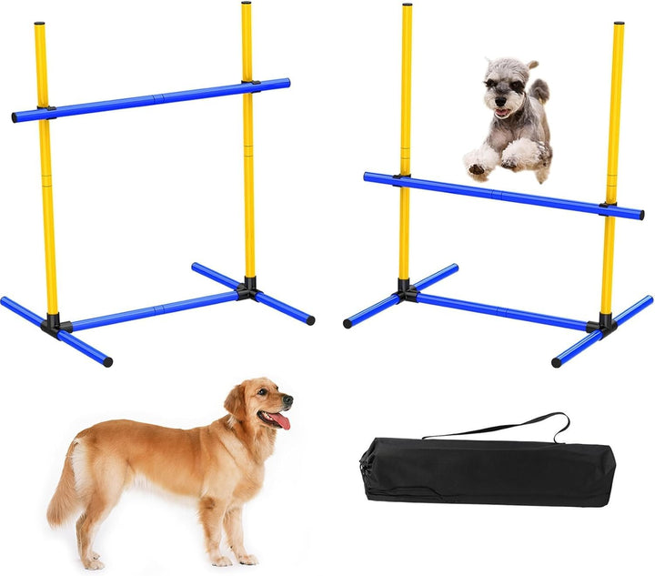 Dog Agility Jump Set, 2 Pack PVC Hurdles for Indoor Outdoor