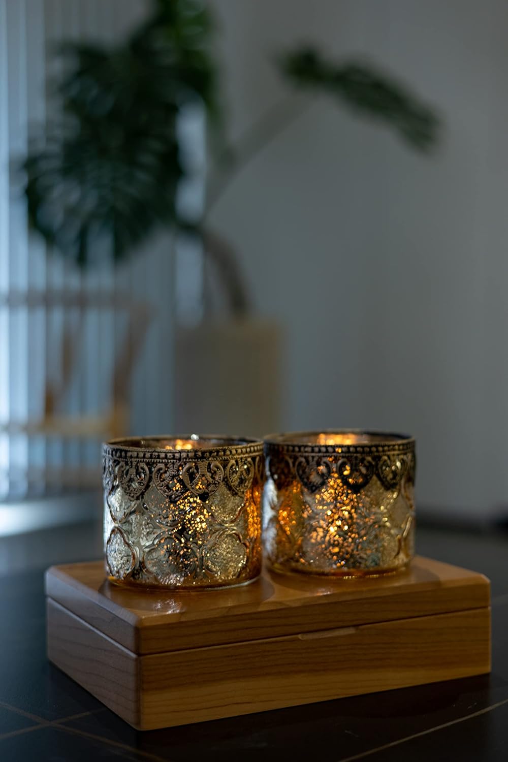 Jinfa 4er-Set orientalischer Teelichthalter aus Glas Windlichter Kerzengläser Teelichtgläser Geschen