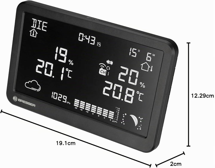 Bresser Funk-Wetterstation mit Aussensensor Temperatur Luftfeuchtigkeit Wettervorhersage Hygrometer