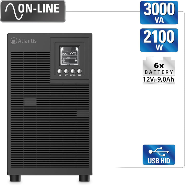Atlantis A03-OP3002XLN UPS OnLine 75% leiser unterbrechungsfreier Server Doppelwandler Reine Sinuswe