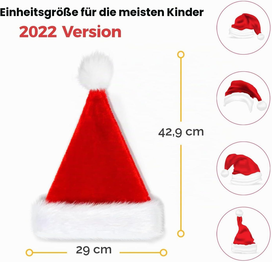 BOSONER Weihnachtsmütze Nikolausmütze Plüsche Weihnachtsmann Mütze: Rote Santa Mütze Warm Dicker Nik