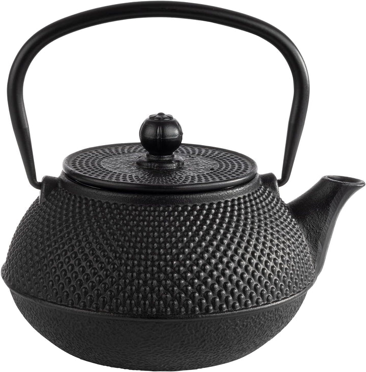 APS 10995 Teekanne "ASIA" aus Gusseisen, inkl. Teesieb, abnehmbarer Deckel, 0,8 Liter Schwarz, Schwa