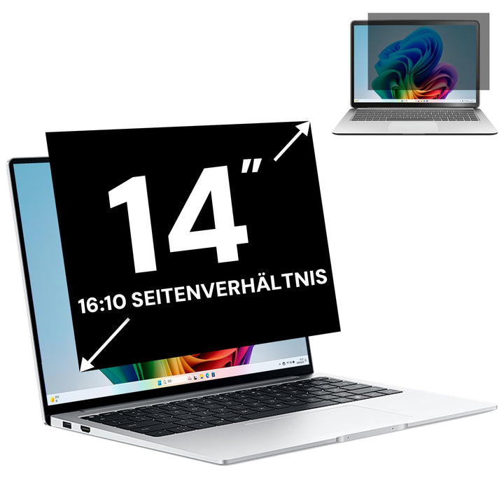 14 Zoll 16:10 Laptop Sichtschutzfolie, Laptop Blickschutzfilter und Blendschutz Blaulichtfilter, Abn
