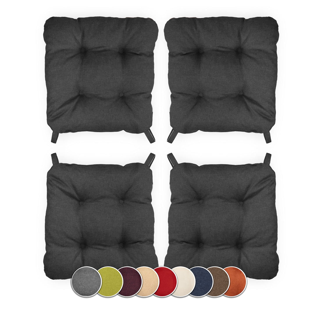 sunnypillow 4er Set Stuhlkissen mit Klettverschluss Masse: 40 (vorne) | 35 (hinten) x 40 x 8 cm Pols