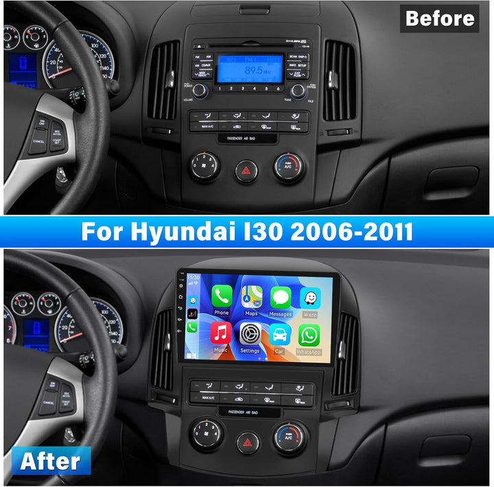 2G+64G CAMECHO Android Autoradio für Hyundai I30 2006-2011 mit Wireless Carplay Android Auto, 9 Zoll