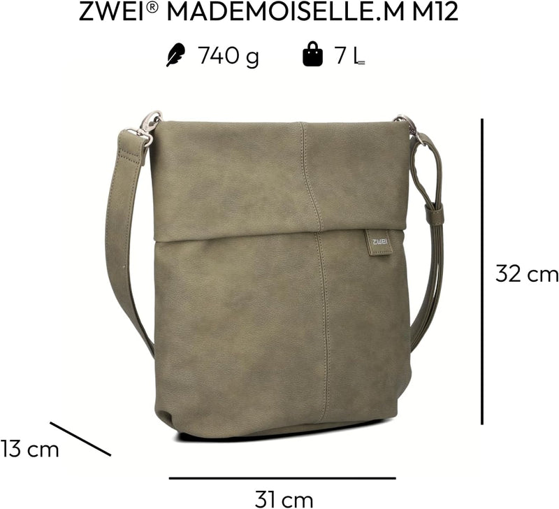 Zwei Damen Mademoiselle M12 Handbag Nubuk-olive, Nubuk-olive