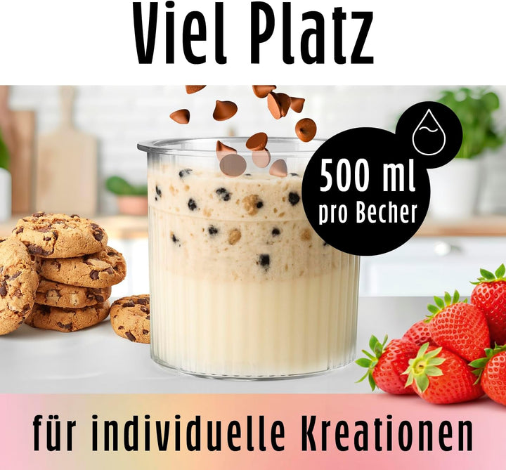 GOURMETmaxx SmoothUp Eismaschine Becher Set 2 teilig | Eismaschine Becher Zusatz Becher für GOURMETm