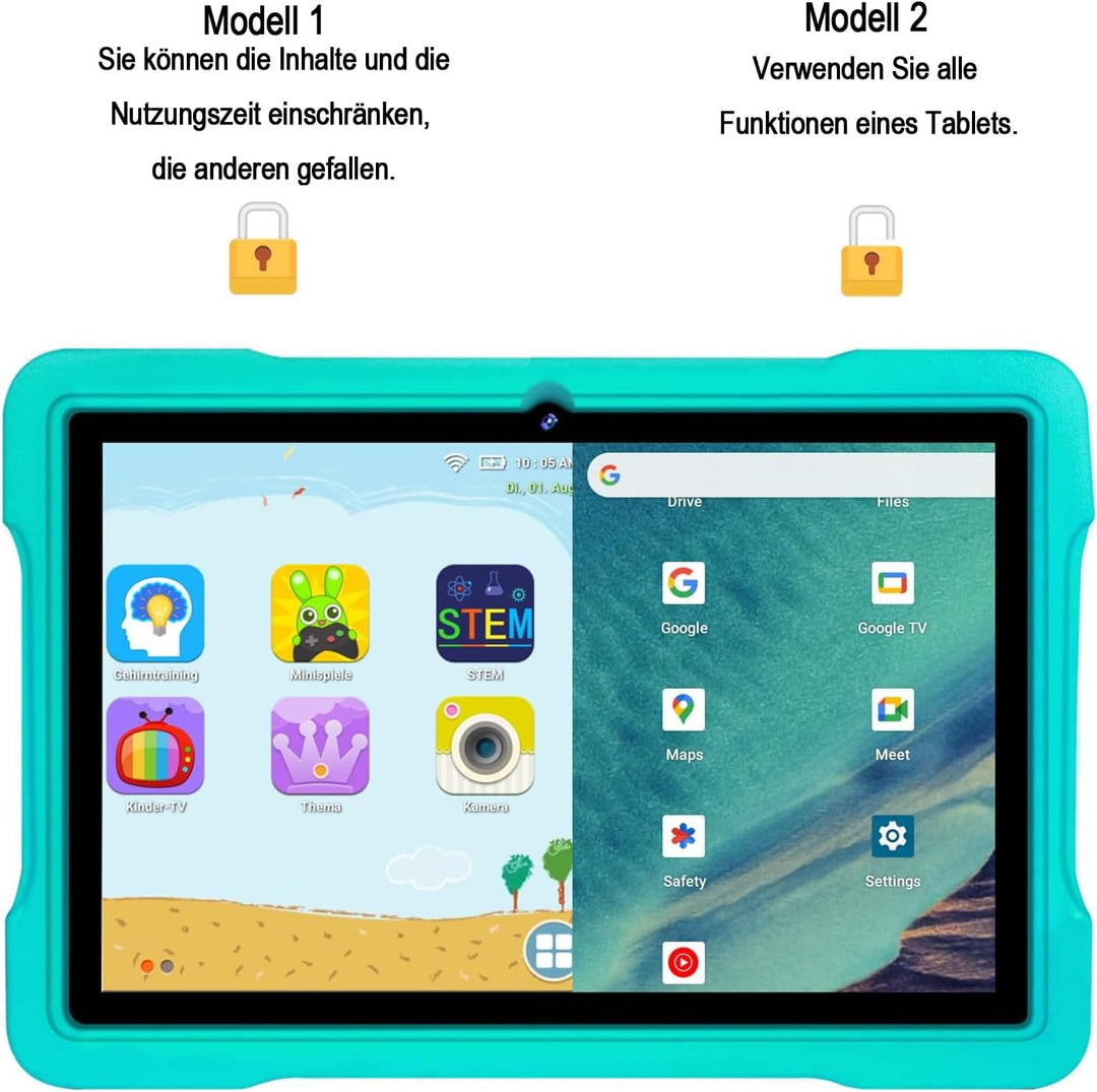 AOCWEI X700 Tablet 10 Zoll,Android 13 Tablet für Kinder,12GB RAM+128GB ROM,512GB erweitern,5GWiFi Ta