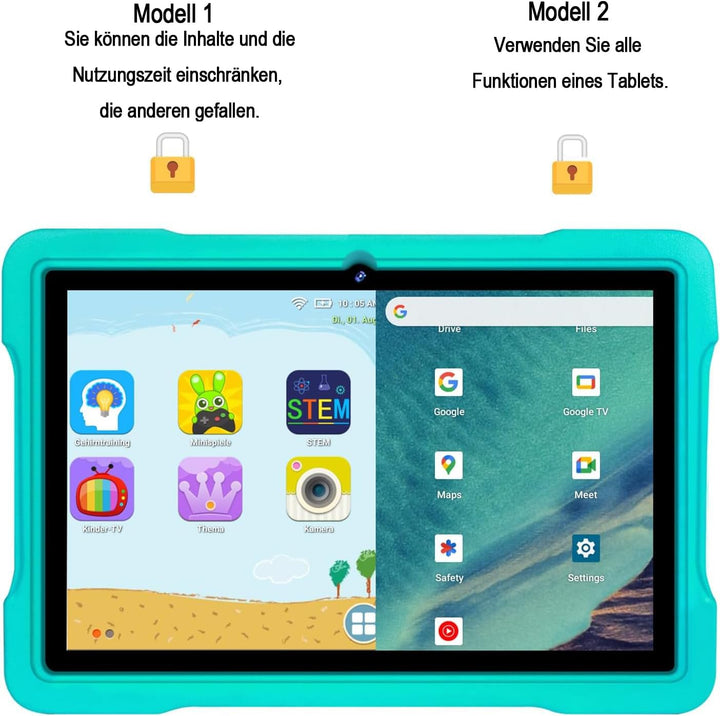 AOCWEI X700 Tablet 10 Zoll,Android 13 Tablet für Kinder,12GB RAM+128GB ROM,512GB erweitern,5GWiFi Ta