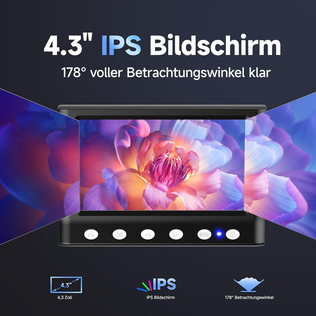 Leipan LPM7 4.3" Mikroskop, IPS Digital Mikroskop für Erwachsene, Münzlupe mit 8-LED-Lichtern, Windo