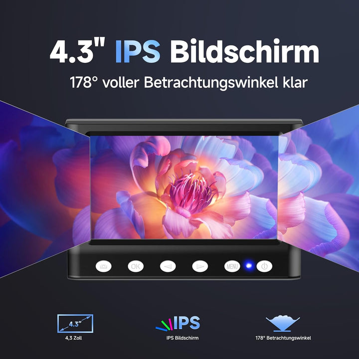Leipan LPM7 4.3" Mikroskop, IPS Digital Mikroskop für Erwachsene, Münzlupe mit 8-LED-Lichtern, Windo