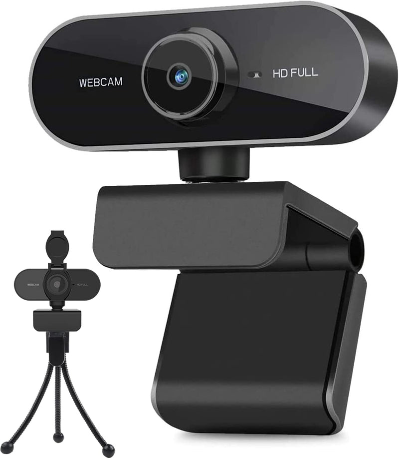 Webcam mit Mikrofon und Stativ, 1080P Webcam für PC Laptop Desktop, USB Computer Kamera für Videoanr