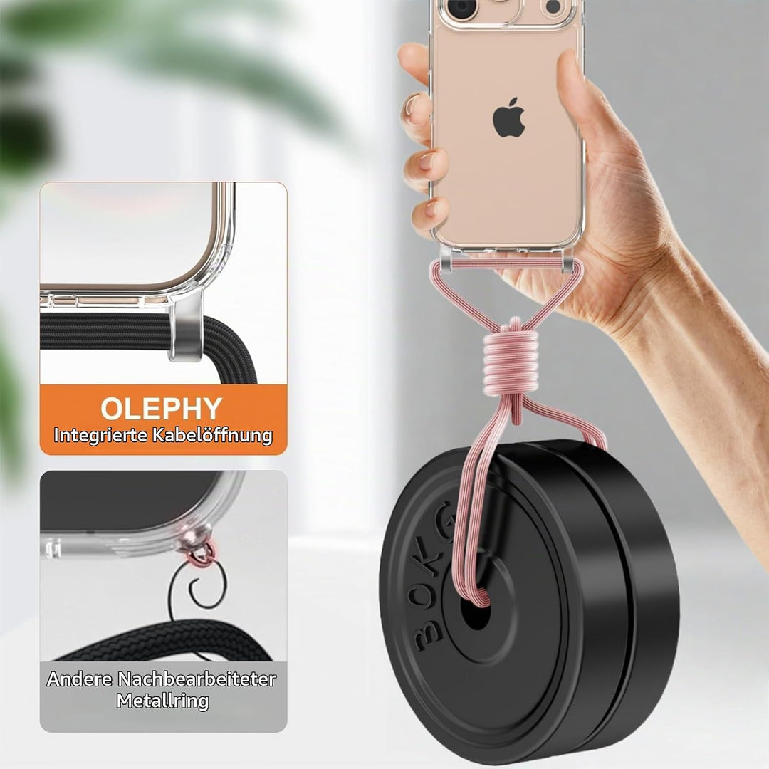 Handykette für iPhone 17 Pro Hülle mit Band, Necklace Handyhülle, Transparente Schutzhülle zum Umhän
