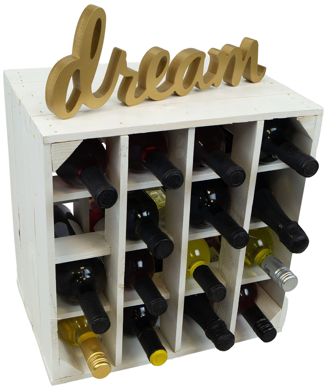 Kistenkolli Altes Land Weinregal 16er Weiss Masse 40x40x27cm Flaschenablage Weinregal Apfelkiste/Wei
