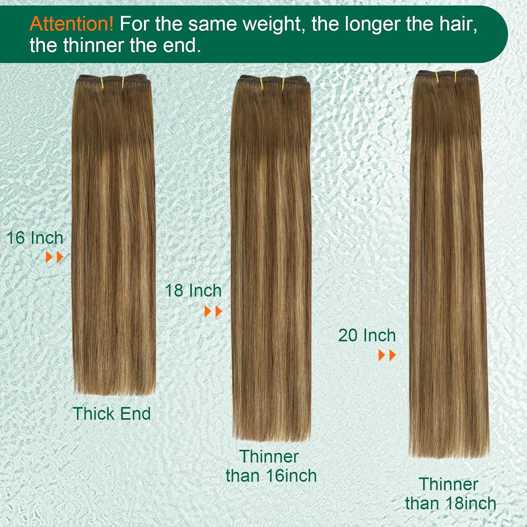 Easyouth Tressens Extensions Echthaar Balayage Tressen Extensions Mittelbraun Mix Honigblond und Mit