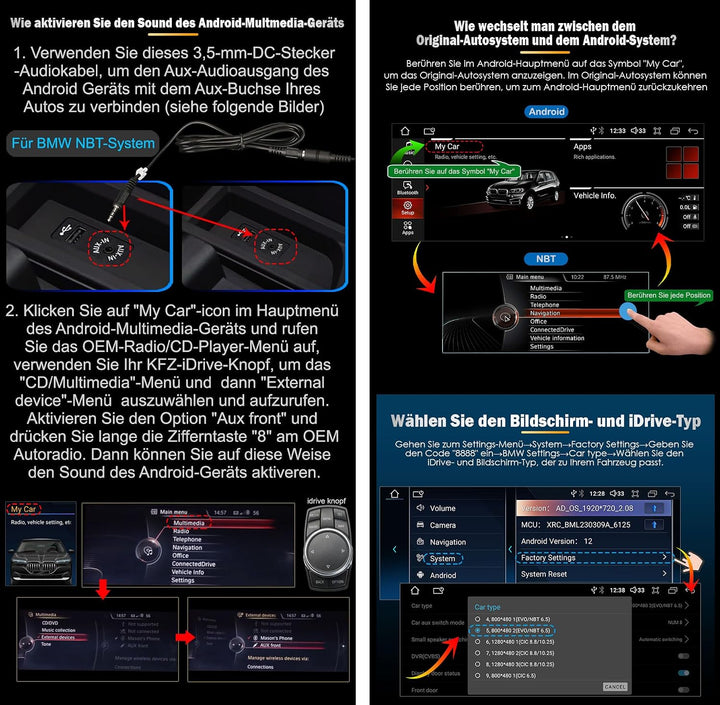 Erisin 10.25" Android 14 8-Kern 4GB RAM+64GB ROM Autoradio GPS Navi für BMW X5 E70 X6 E71 CIC System