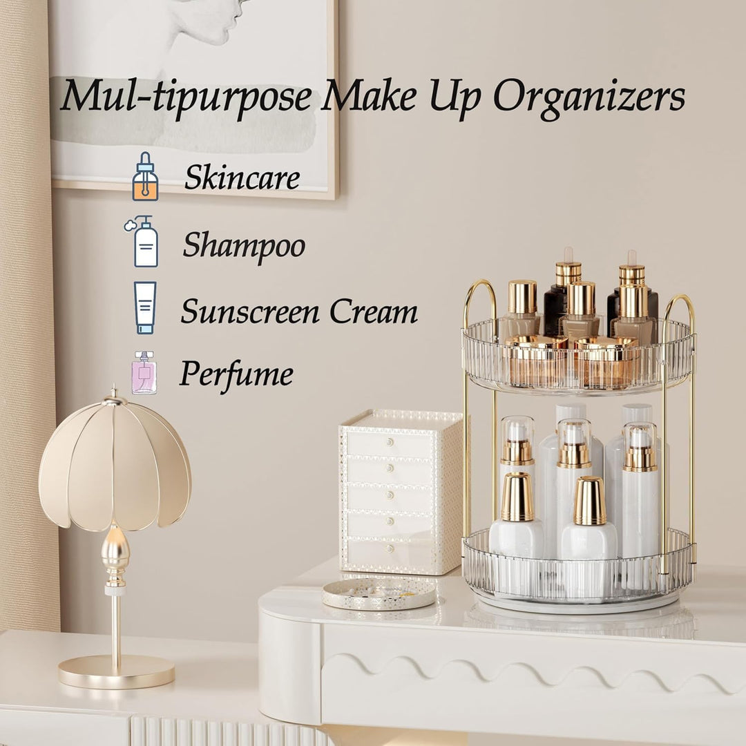 Make Up Organizer, 360° Drehbar Grosse Kapazität Kosmetik Organizer, Multifunktionaler Kosmetik Aufb