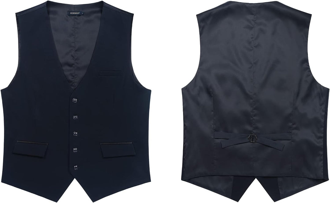 HISDERN Anzugweste für Herren Elegant Hochzeit Weste Klassische Einfarbig Casual Businessweste Forme