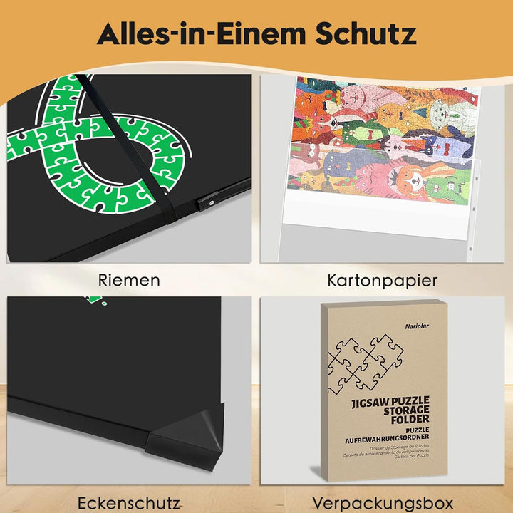 Nariolar Puzzle-Aufbewahrungsordner für 1000 Teile – 15 HD-Taschen, Platz für 30 Puzzles, staubdicht