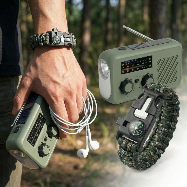 Notfall Radio, 3-Wege-Laden Emergency Radios,2000mAh Profi-Überlebensradio 3-Wege-Ladung (Solar/Hand