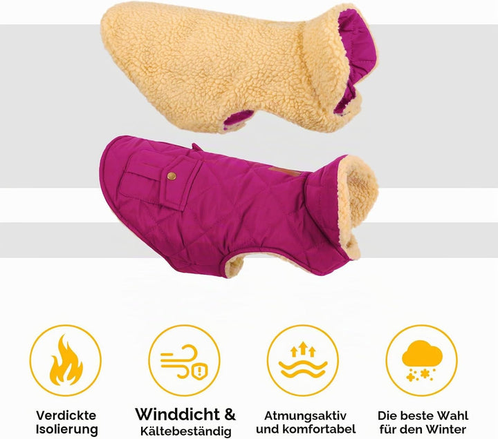 Wintermantel Hundemantel, Warme Winterjacken mit Fleece für Hunde,Hundejacke Hundekleidung Hundepull