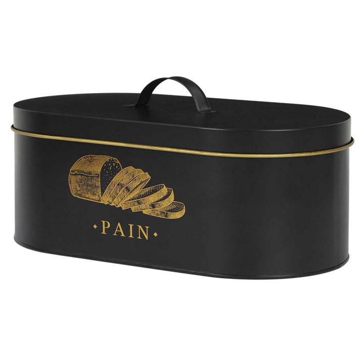 COOK CONCEPT, BT6818, Bread Box in Black and Gold Metal, elegant Design, optimal Capacity for breads