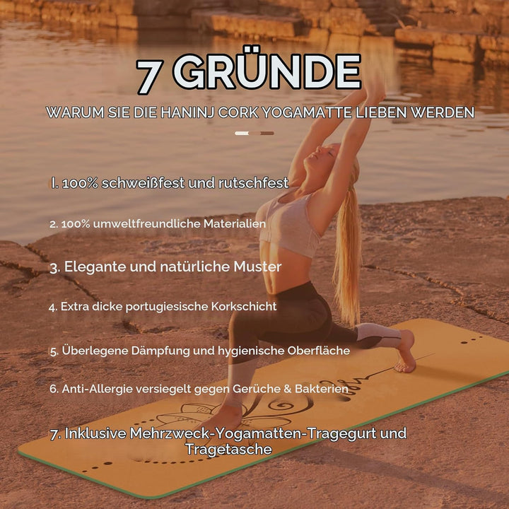 Yogamatte-Kork, Rutschfest, Einzigartiges Design, Extradick Natürlicher Kork, TPE Fitness-Trainingsm