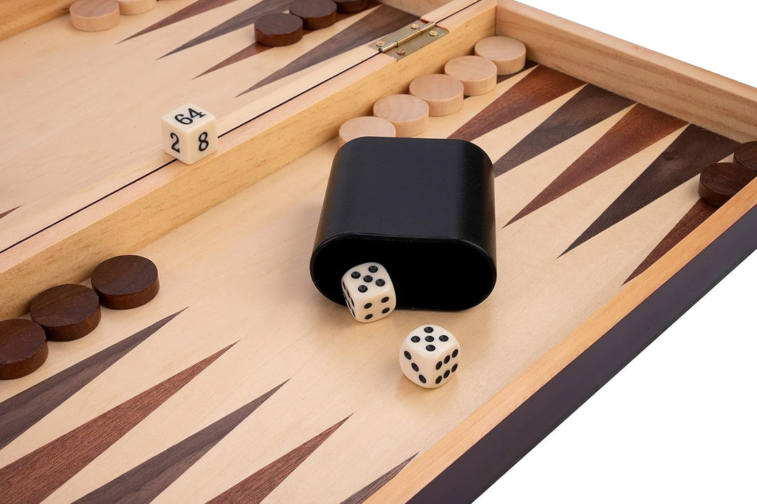 Engelhart - Schach/Backgammon Holzkiste - Wende- und Klappbrett - Inklusive Teile (38,5 cm), 38,5 cm