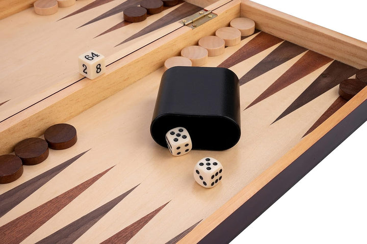 Engelhart - Schach/Backgammon Holzkiste - Wende- und Klappbrett - Inklusive Teile (38,5 cm), 38,5 cm
