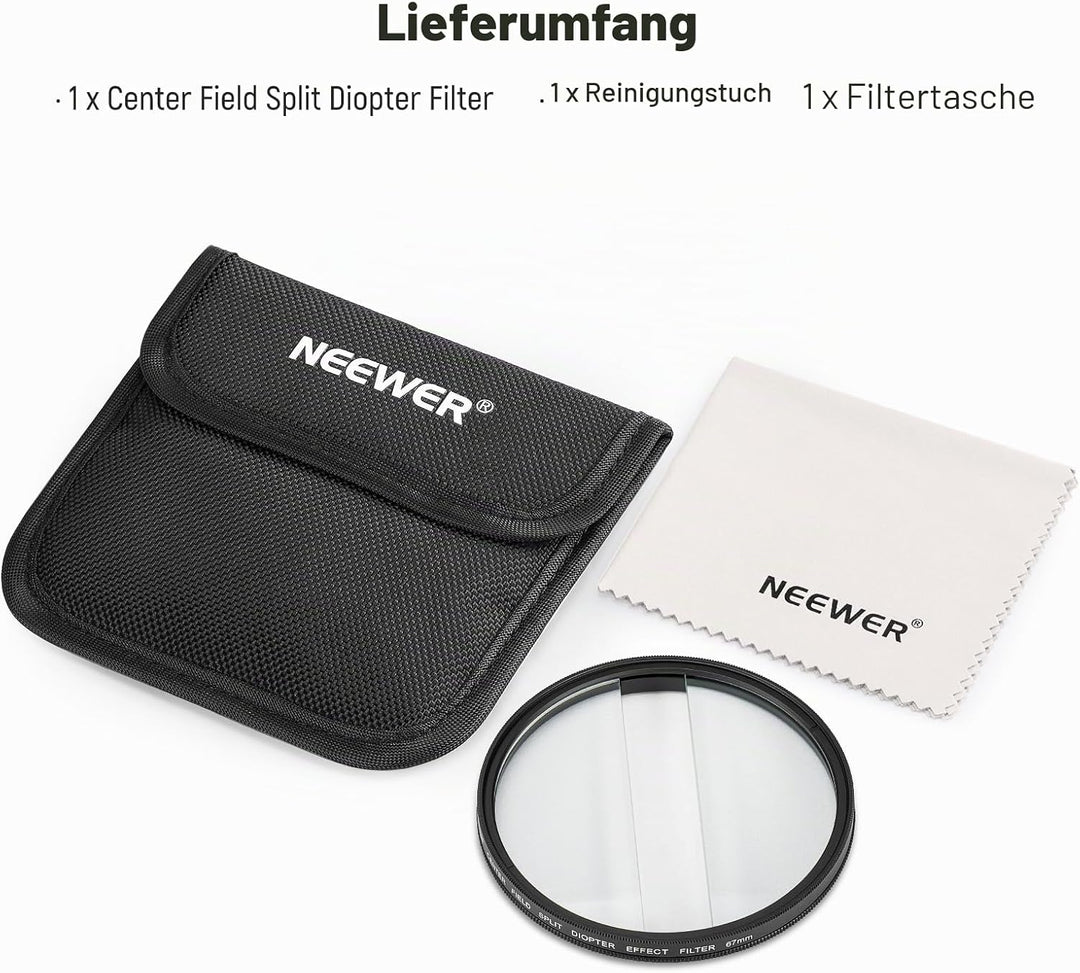 NEEWER 67mm Mittelfeld Geteilte Dioptrien Effektfilter, Kamera Linearprisma K9 optischer Glasfilter