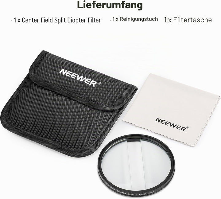 NEEWER 67mm Mittelfeld Geteilte Dioptrien Effektfilter, Kamera Linearprisma K9 optischer Glasfilter