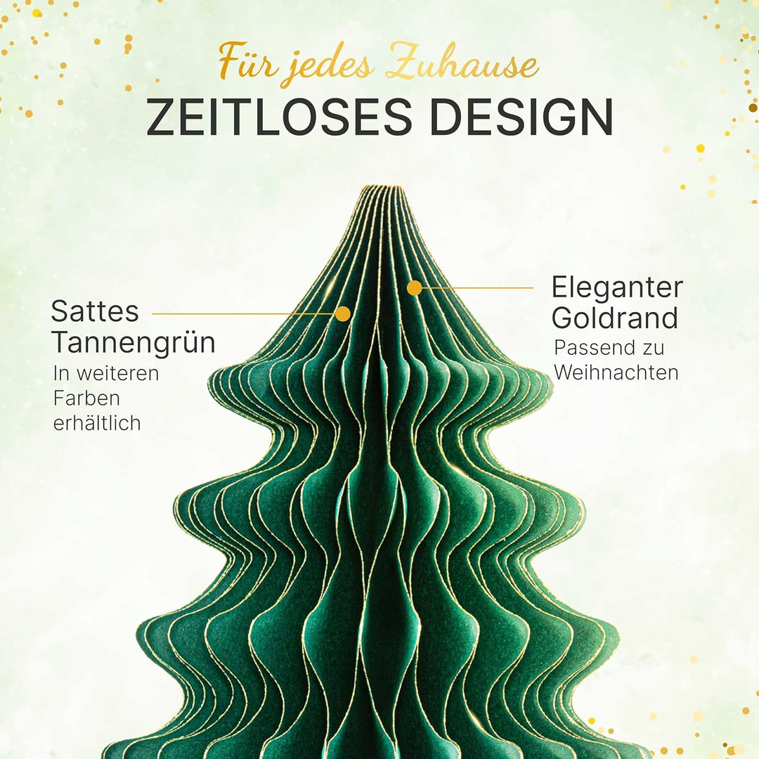 Papier Weihnachtsbaum Set [Grün, 3 Stück] - Faltbarer Weihnachtsbaum als Elegante, skandinavische We
