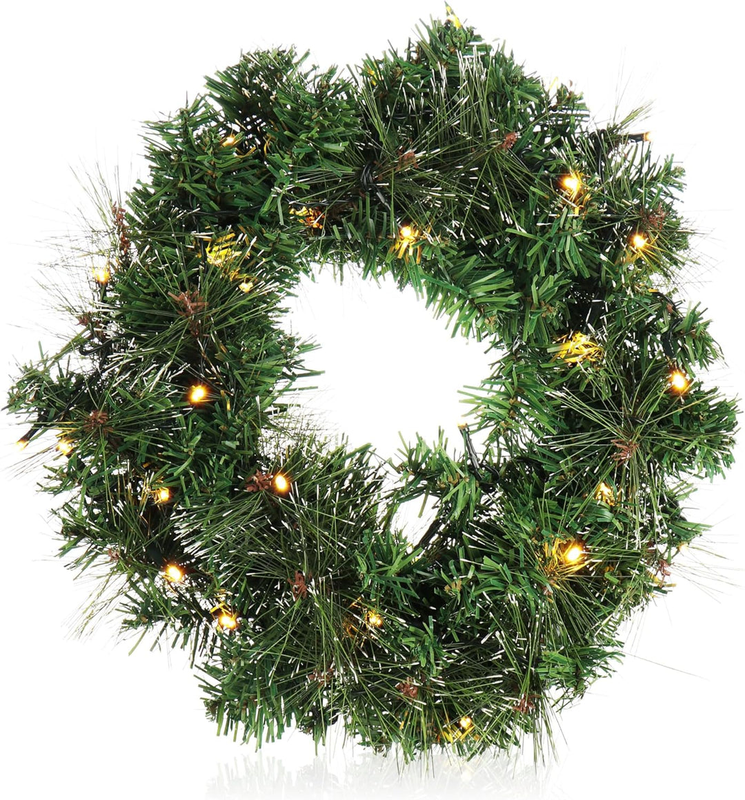 COM-FOUR® LED Türkranz Weihnachten - Adventskranz mit LED-Beleuchtung - tolle Weihnachtsdeko - 30 wa