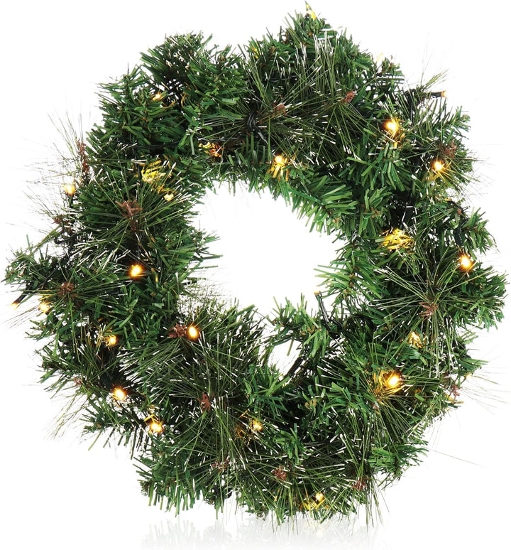 COM-FOUR® LED Türkranz Weihnachten - Adventskranz mit LED-Beleuchtung - tolle Weihnachtsdeko - 30 wa