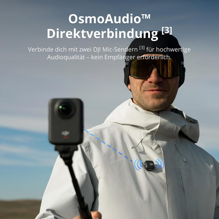 DJI Osmo 360 Essential Combo, 1,2 m unsichtbarer Selfie-Stick-Kit, 2 Akkus, Kamera 1-Zoll 360° Aufna