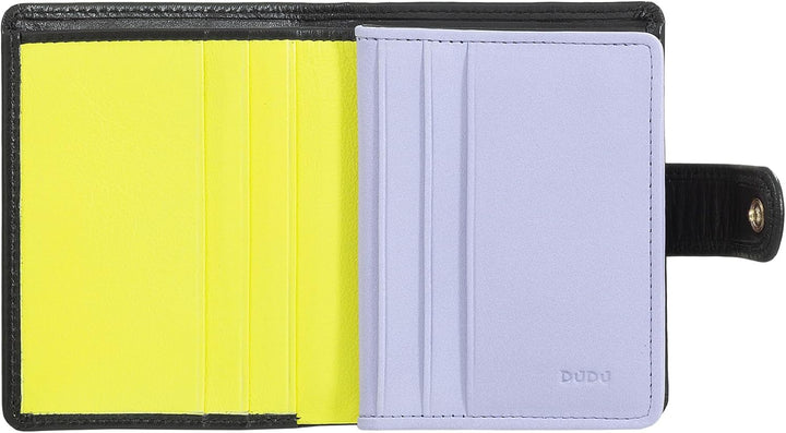 DUDU Damen Geldbörse aus echtes Leder, kleines Leder RFID-Kartenetui mit Reissverschluss, Münzfach,