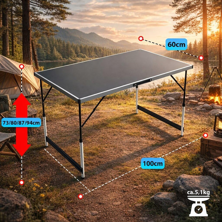 Stabiler Multifunktionstisch 100x60 cm höhenverstellbar klappbar – Campingtisch, Tapeziertisch, Klap