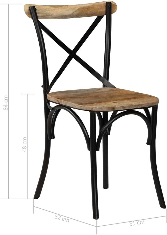 Tidyard 2X Esszimmerstuhl Mango-Massivholz Küchenstuhl Holzstuhl Essstuhl Masse: 51 x 52 x 84 cm (B