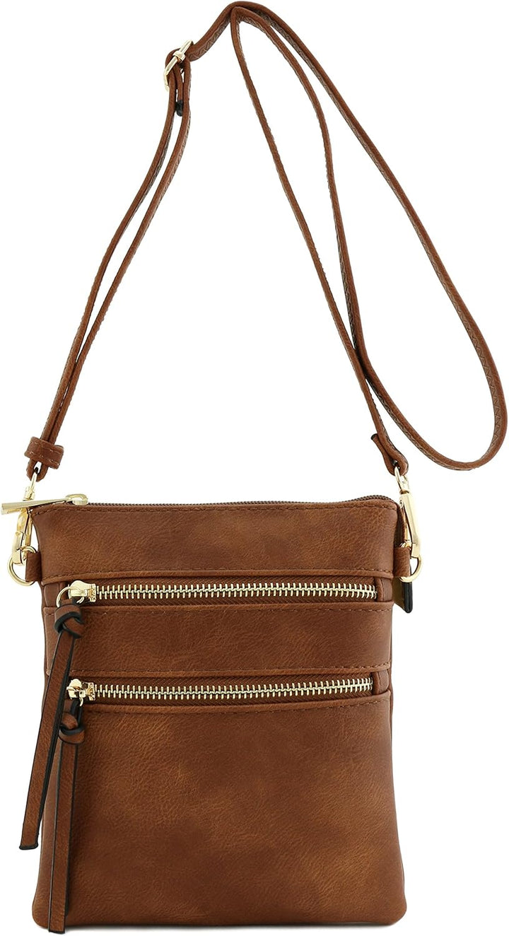 Multifunktionale Umhängetasche mit mehreren Taschen. Braun, Braun