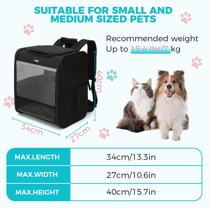 Katzenrucksack mit Netzfenster, Tragbare und Faltbare Haustier Rucksack mit integrierter Sicherheits