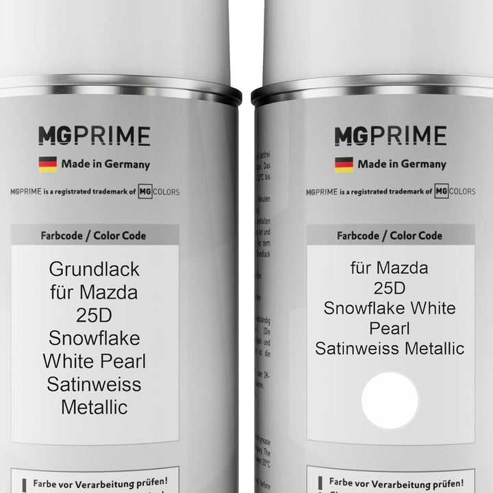 MG PRIME Autolack Sprühdosen Set für Mazda 25D Snowflake White Pearl/Satinweiss Metallic Grundlack B