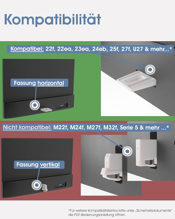 3IDEE VESA Adapter kompatibel mit HP Monitor (22f, 22es, 22ea, 24f, 24fh, 24fw, 24es, 24er, 24ea, 27
