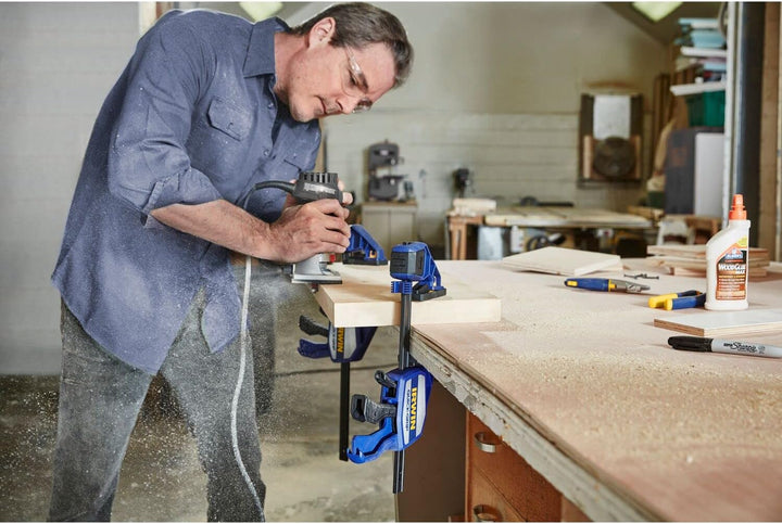 Irwin 10505942 XP Einhand-Zwinge 150 mm, extrem Haltekraft 250 kg, Spreizfunktion