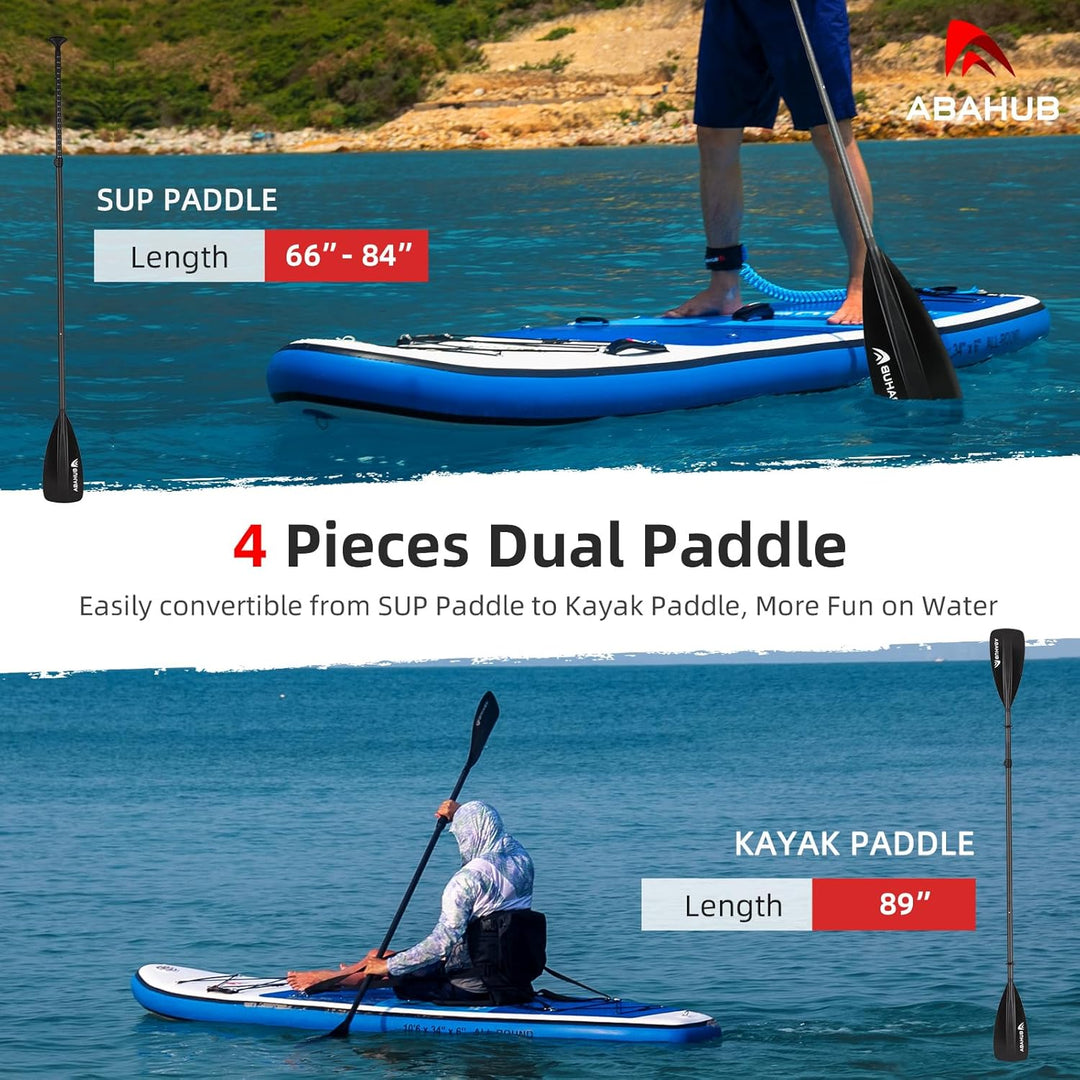 Abahub 4 teilig Carbon SUP Kajak Paddel, 2 in 1 verstellbare Stand up Paddleboard Paddel, leichte Ca