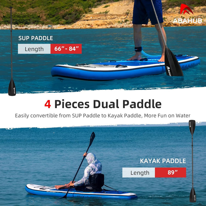 Abahub 4 teilig Carbon SUP Kajak Paddel, 2 in 1 verstellbare Stand up Paddleboard Paddel, leichte Ca