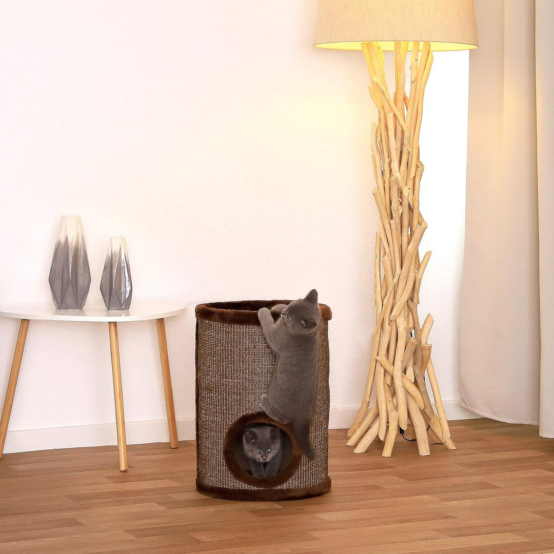 lionto Kratztonne aus Sisal mit Plateau und Spielball Kratzturm, Höhe 50 cm braun Braun 50 cm Höhe,