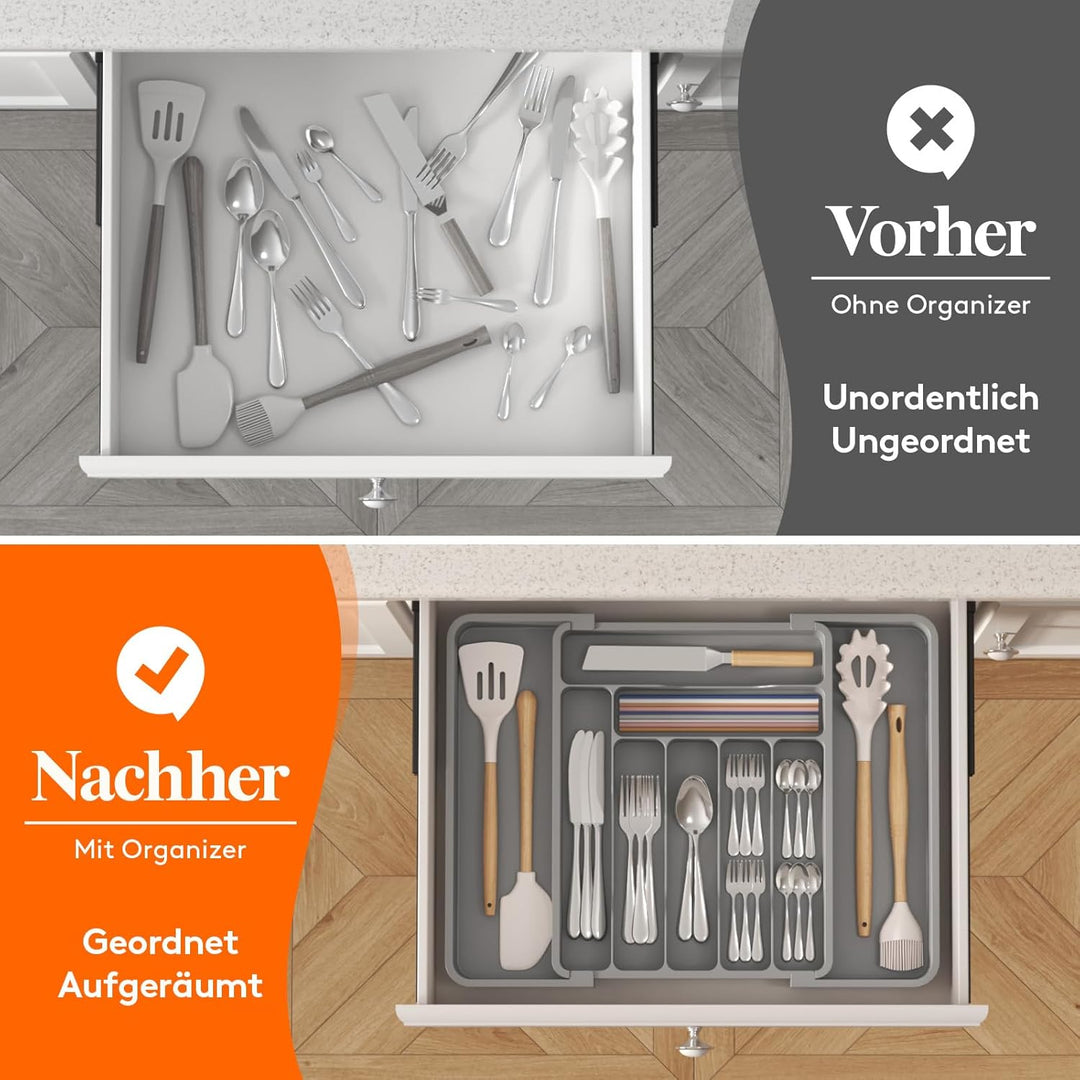 Lifewit Kleine Besteckkasten, Besteckeinsatz für Schublade, Verstellbarer Besteckkasten Erweiterbar