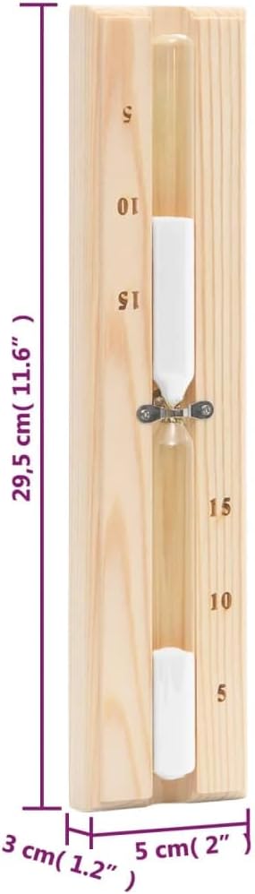 2-in-1 Sauna-Hygrothermograph und Sanduhr Set aus Massivholz Kiefer für Sauna Zubehör, Temperatur un
