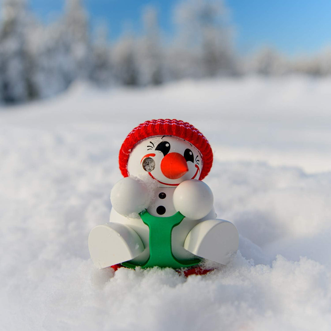 Seiffener Volkskunst | Deko Räuchermännchen | Cool-Man Räuchermann 9 cm | Schneemann | Original Erzg